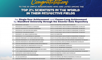 FTKEE UMPSA Researchers Listed Among The World's Top 2% Scientists